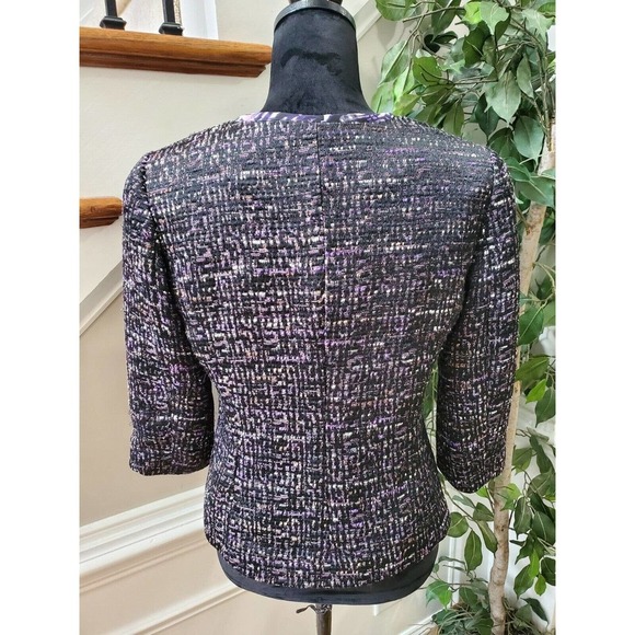 Coldwater Creek Women's Purple Polyester Tweed 3/4 Sleeve Blazer Jacket Size XS - Picture 6 of 11